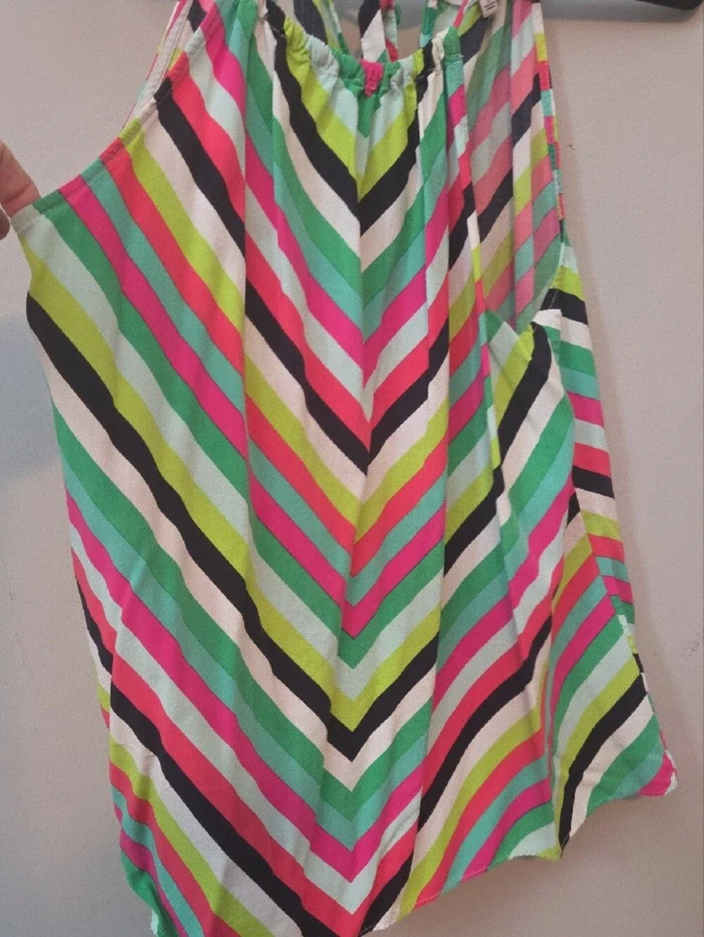 crown & ivy Neon Chevron Halter Camisole in Pink, Green, Black, White